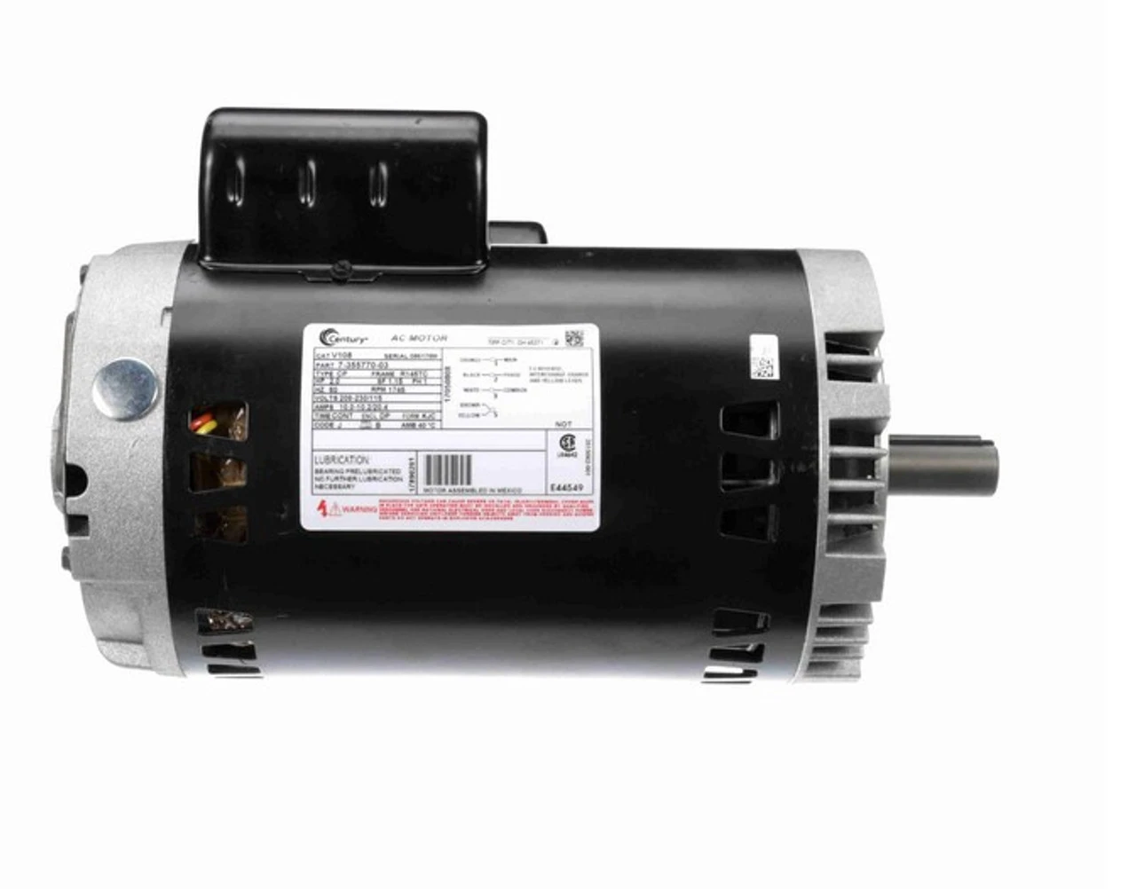 V108 Century 2 Hp 1800 RPM 145TC Frame ODP (no Base) 115/208-230V Motor 5 V108 Century 2 Hp 1800 RPM 145TC Frame ODP (no Base) 115/208-230V Motor - Image 3