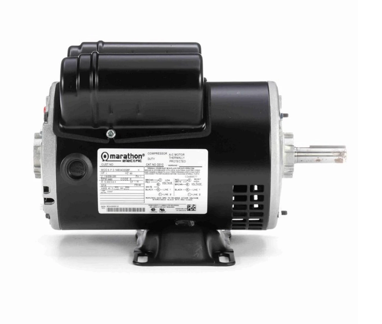 D010 Marathon 1 Hp (1 Speed) 115/208-230V 3600 RPM ODP 56 Frame Cap Start/Run Pressure Washer Motor 5 D010 Marathon 1 Hp (1 Speed) 115/208-230V 3600 RPM ODP 56 Frame Cap Start/Run Pressure Washer Motor - Image 3