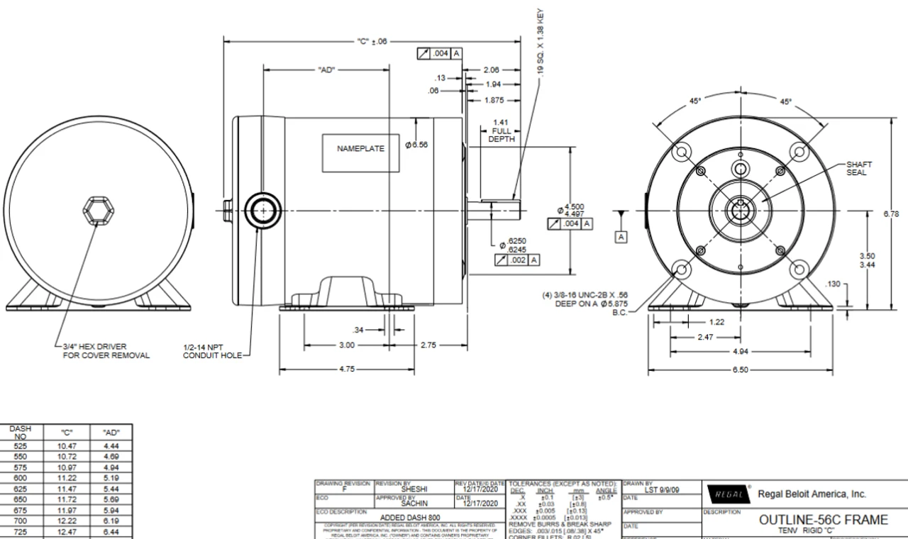 117121.00 Leeson Extreme Duck 3/4 Hp 1800 RPM 208-230/460V 3-Phase 56C Frame TENV (base) Motor 5 117121.00 Leeson Extreme Duck 3/4 Hp 1800 RPM 208-230/460V 3-Phase 56C Frame TENV (base) Motor - Image 3