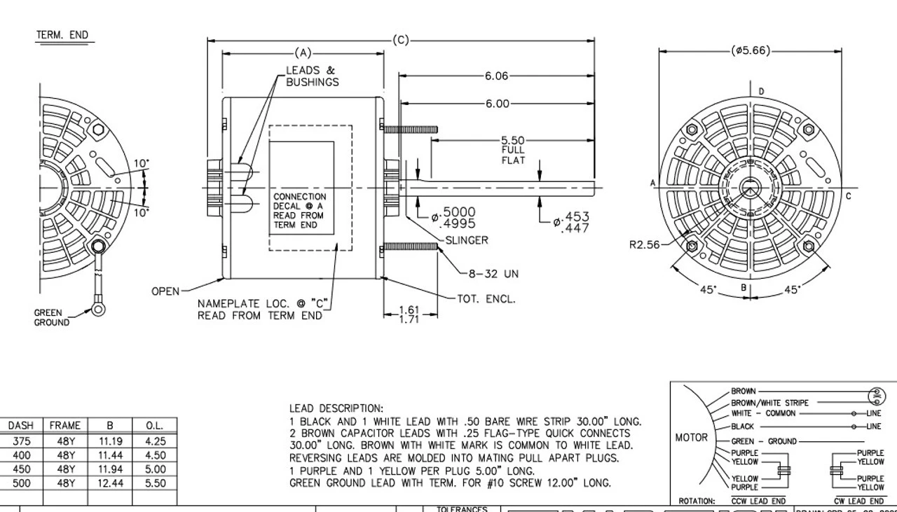 X213 Marathon 1/4 Hp 208-230V 1075 RPM OPAO 48Z Frame Condenser Fan Motor 5 X213 Marathon 1/4 Hp 208-230V 1075 RPM OPAO 48Z Frame Condenser Fan Motor - Image 3
