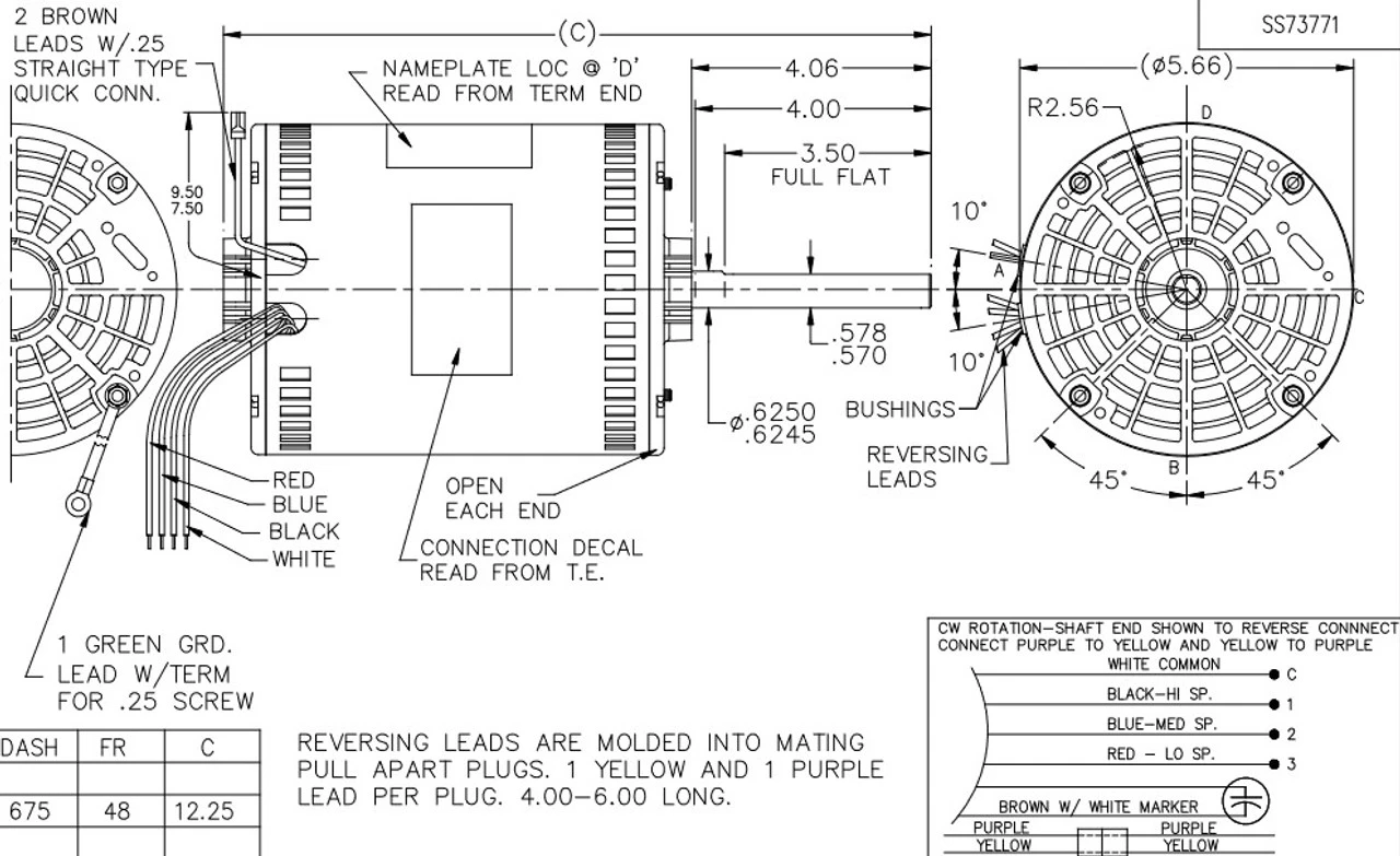 X242 Marathon 1 Hp 208-230V 1075 RPM (4 Speed) OPAO 48Y Frame Blower Motor 5 X242 Marathon 1 Hp 208-230V 1075 RPM (4 Speed) OPAO 48Y Frame Blower Motor - Image 3