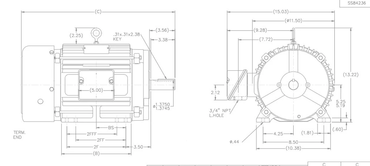 Y382 Marathon 7 1/2 Hp 460 Volt 1800/900 RPM (2 Speed) TEFC 215T Frame 3-Phase Cooling Tower Motor 6 Y382 Marathon 7 1/2 Hp 460 Volt 1800/900 RPM (2 Speed) TEFC 215T Frame 3-Phase Cooling Tower Motor - Image 4