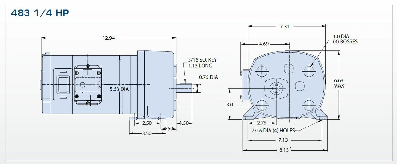 Bison 011-483-4131 Gear Motor 1/4 Hp 13 RPM 90VDC 4 Bison 011-483-4131 Gear Motor 1/4 Hp 13 RPM 90VDC - Image 2