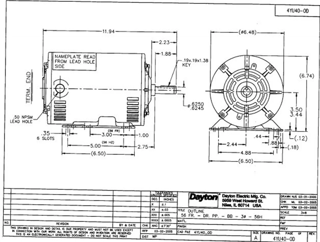 Model 4YU40 Century 2 Hp Belt Drive Blower 3 Phase Motor 1725 RPM 208-230/460V Dayton 4YU40 5 Model 4YU40 Century 2 Hp Belt Drive Blower 3 Phase Motor 1725 RPM 208-230/460V Dayton 4YU40 - Image 3