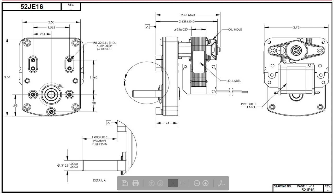 Dayton Model 52JE16 AC Parallel Shaft Gear Motor 3 RPM 1/300 Hp 230V 50hz 4 Dayton Model 52JE16 AC Parallel Shaft Gear Motor 3 RPM 1/300 Hp 230V 50hz - Image 2