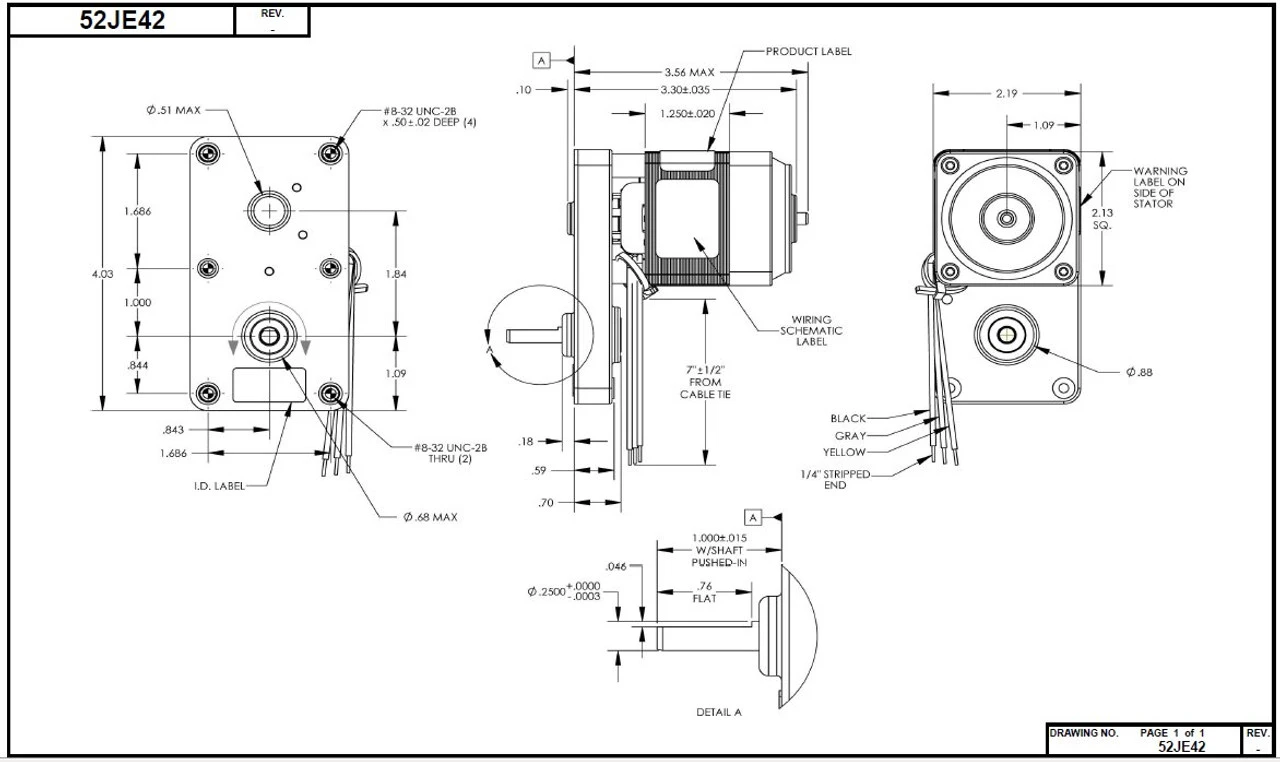 Dayton Model 52JE42 Gear Motor 18 RPM 1/150 Hp 115V With Brake 4 Dayton Model 52JE42 Gear Motor 18 RPM 1/150 Hp 115V With Brake - Image 2