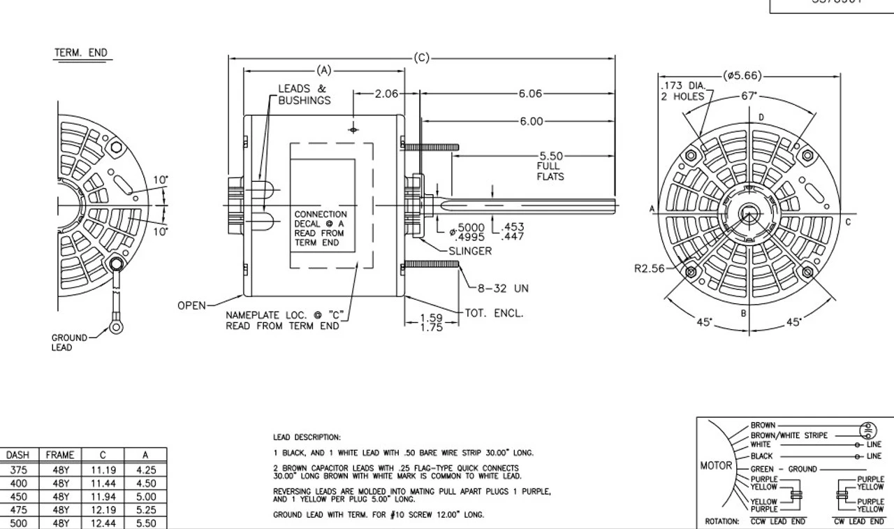 X090 Marathon 3/4 Hp 208-230V 1075 RPM OPAO 48Y Frame Condenser Fan Motor 5 X090 Marathon 3/4 Hp 208-230V 1075 RPM OPAO 48Y Frame Condenser Fan Motor - Image 3