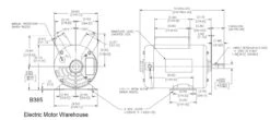 B385 Century 5 HP SPL 3450 RPM P56 Frame 230V Air Compressor Motor - Century # B385 -3c Shop B385 dim 62789.1555090742
