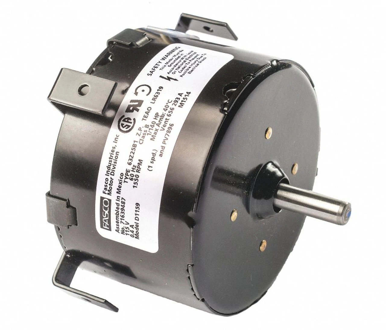 Fasco D1159 Motor | 1/130 Hp 1500 RPM CCW 3.3" Diameter 115 Volts Fasco Electric 3 Fasco D1159 Motor | 1/130 Hp 1500 RPM CCW 3.3" Diameter 115 Volts Fasco Electric