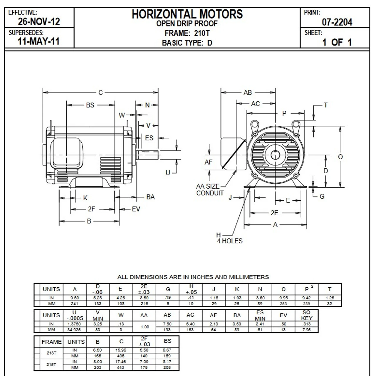 D3P3D Nidec | 3 Hp 1200 RPM 213T Frame 208-230/460V ODP Electric Motor Nidec 4 D3P3D Nidec | 3 Hp 1200 RPM 213T Frame 208-230/460V ODP Electric Motor Nidec - Image 2