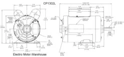 CP1302L Century 3 HP 3450 RPM 56 Frame 208-230V Air Compressor Motor - Century # CP1302L -3c Shop cp1302l dim 78475.1555333066
