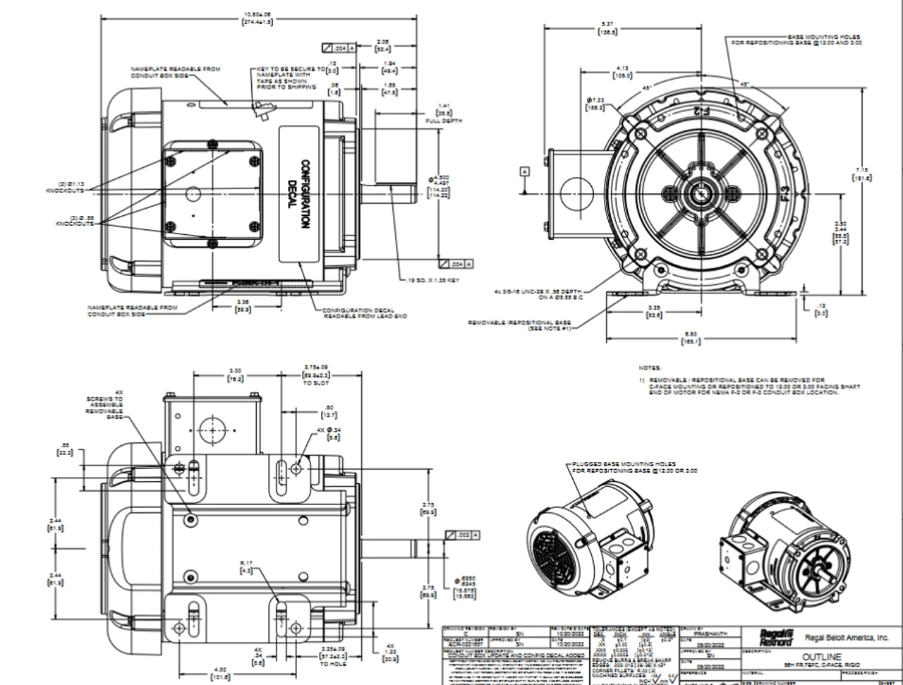 FX32FK003 | 1 1/2 HP 1800 RPM 56HC 575V 3 Phase TEFC, FLEX-IN-1 Marathon Electric Motor 4 FX32FK003 | 1 1/2 HP 1800 RPM 56HC 575V 3 Phase TEFC, FLEX-IN-1 Marathon Electric Motor - Image 2